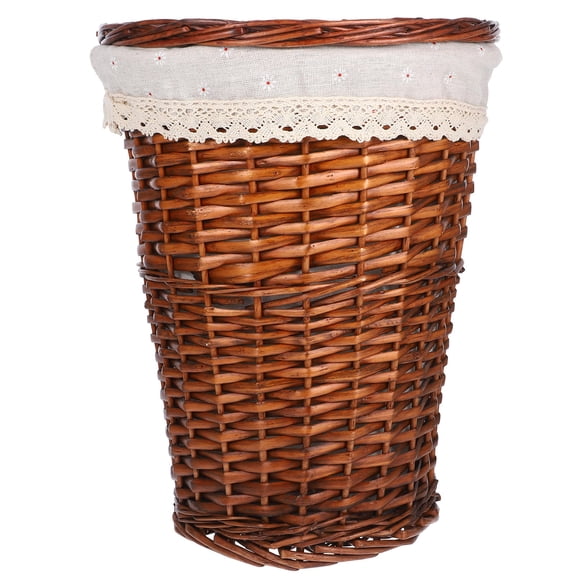 Healifty Small Brown Wicker Laundry Basket with Lid for Home and Outdoor Use