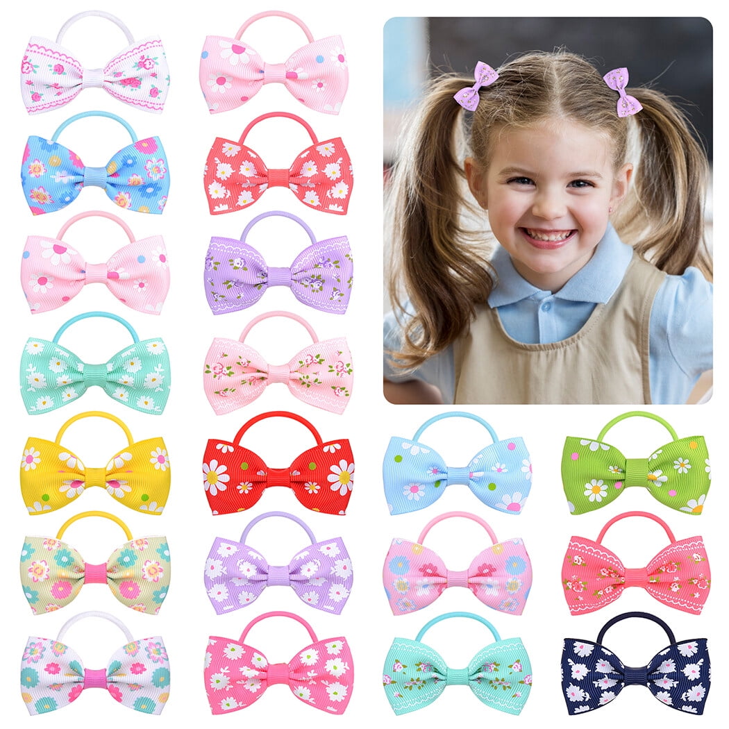 Peaoy 40PCS Baby Hair Ties with Bows for Infants Toddler Girls