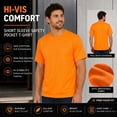 thumbnail image 3 of Gildan High Visibility DryBlend Work T-Shirt with Pocket Hi Vis Safety Short Sleeve Plain Tee (Safety Orange Pack 6, M), 3 of 9