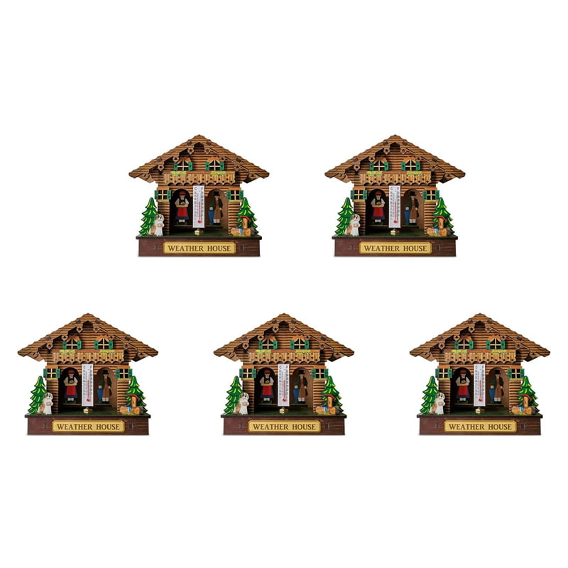 5X Weather House Weather House with Man and Woman Wood Chalet Barometer