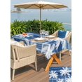 thumbnail image 4 of Outdoor Tablecloth with Umbrella Hole & Zipper, Navy Blue Palm Trees Rectangle Tablecloth 52x70 Inch, Vintage Tropical Summer Botancial Patio Table Cover Waterproof Table Cloth for Picnic/Party, 4 of 7