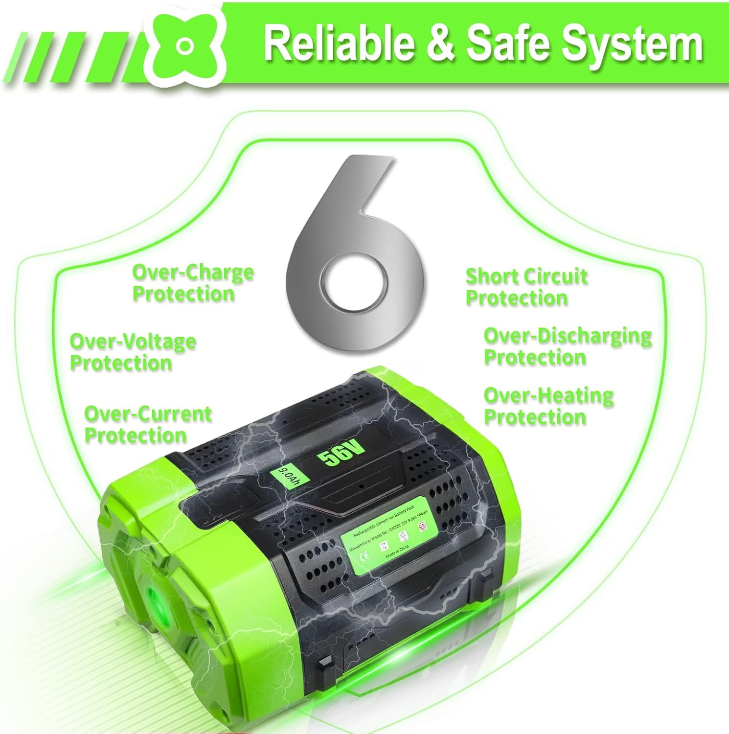 Ohyes Bat Moticett EGO 56V 9000mAh Power Tool Battery for EGO BA2800