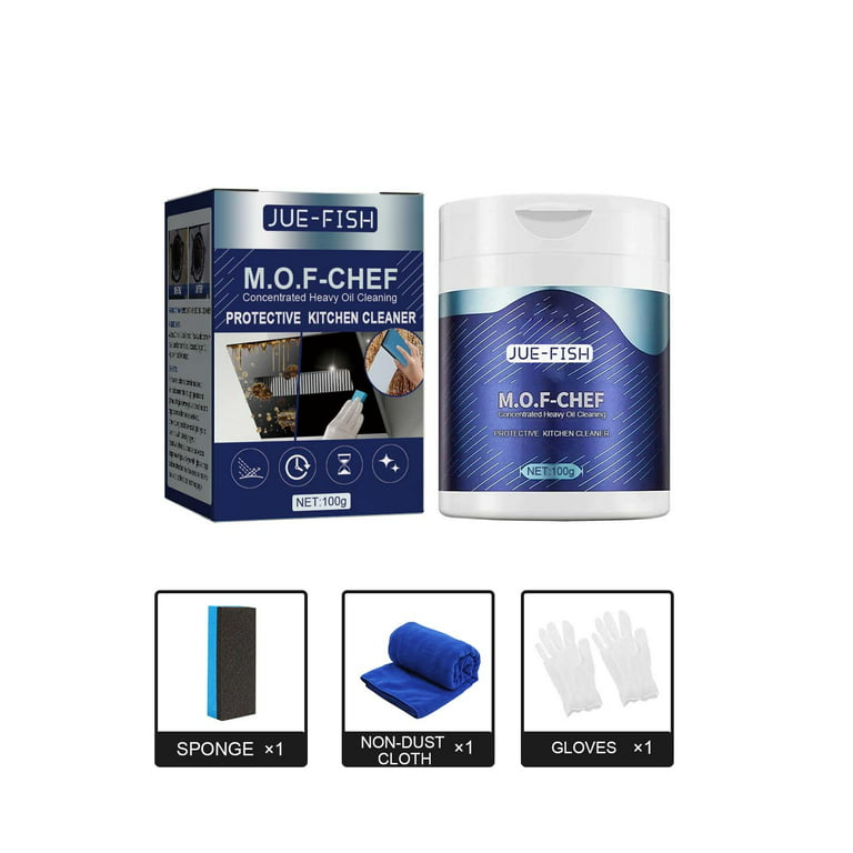 Mof Chef Cleaner Powder,Mof Chef Protective Kitchen Cleaner Powder,Foaming  Heavy Oil Stain Cleaner,Stubborn Grease & Grime Remover Bubble Spray,All