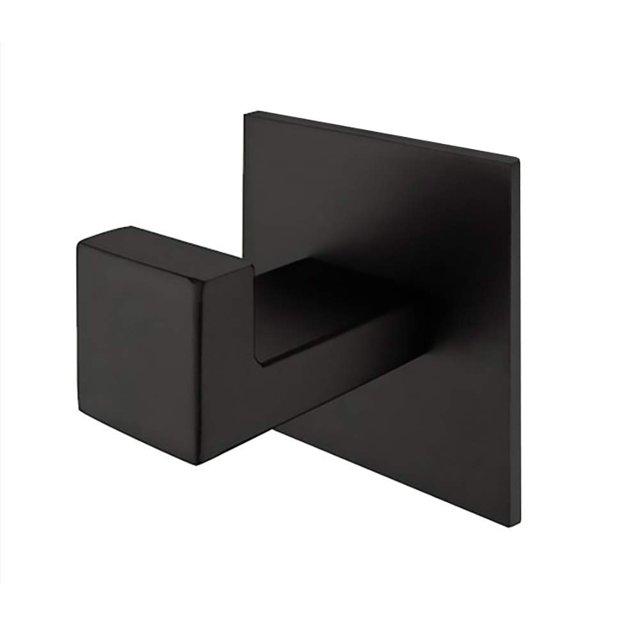 Gancho para toallas de baño de acero inoxidable, autoadhesivo, para batas, abrigos, para baño, sin necesidad de tornillos y acabado en negro