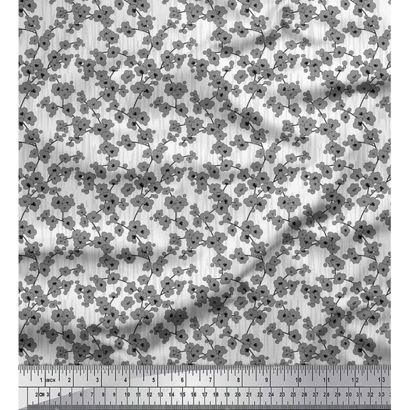 Soimoi Cotton Duck Fabric Artistic Floral Printed Fabric 1 Yard 42 Inch Wide