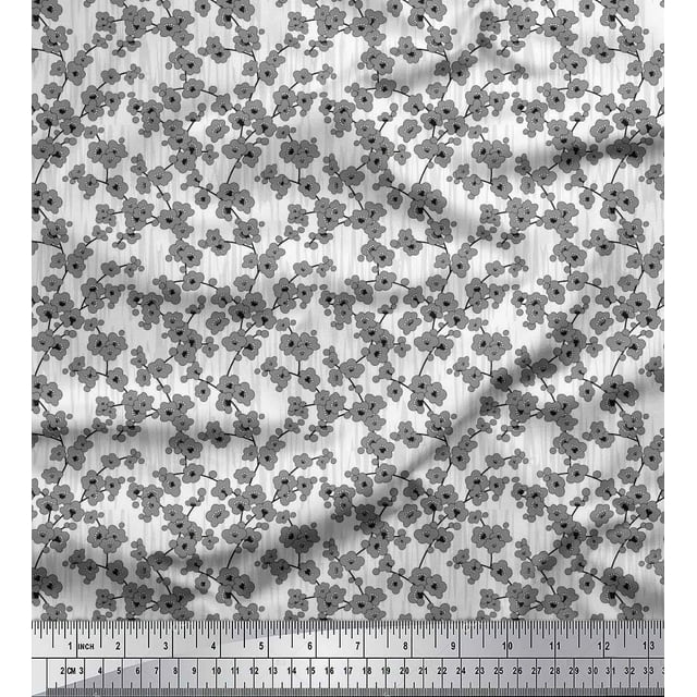Soimoi Poly Georgette Tissu Artistique Imprimé Floral 1 Yard 52 Inch Wide