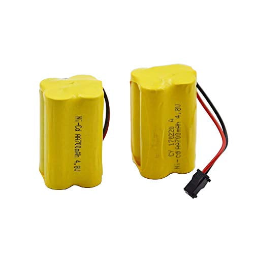 Blomiky 2 Cuboid 4.8V 700mAH AA NiCd Rechargeable Battery 2P Connector for F1 F3 RC Boat and RC Bus RC School Bus F1 Battery 2 Pack