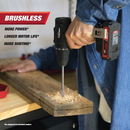 HYPER TOUGH 20V MAX BRUSHLESS CORDLESS DRILL DRIVER WITH 1.5AH LITHIUM-ION BATTERY AND CHARGER