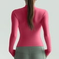 thumbnail image 5 of Women's Mock Turtleneck Shirts Long Sleeve Pullover Tops Stretch Cotton Basic Layering Loose Fit Undershirt Tee（Hot Pink，XL）, 5 of 10