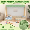 thumbnail image 5 of UHOMEPRO Full Size Floor Bed Frame, Solid Wood Teepee Bed with Tent, LED Light, Guardrails, Montessori and Childlike Design Bed Frame for Girls/Boys, Green, 5 of 8