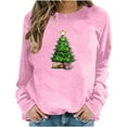 thumbnail image 2 of asdoklhq Christmas Long Sleeve Tops for Women Round Neck Christmas Printed Sweatshirt Long Sleeved Top Sweatshirt Pink XL, 2 of 6
