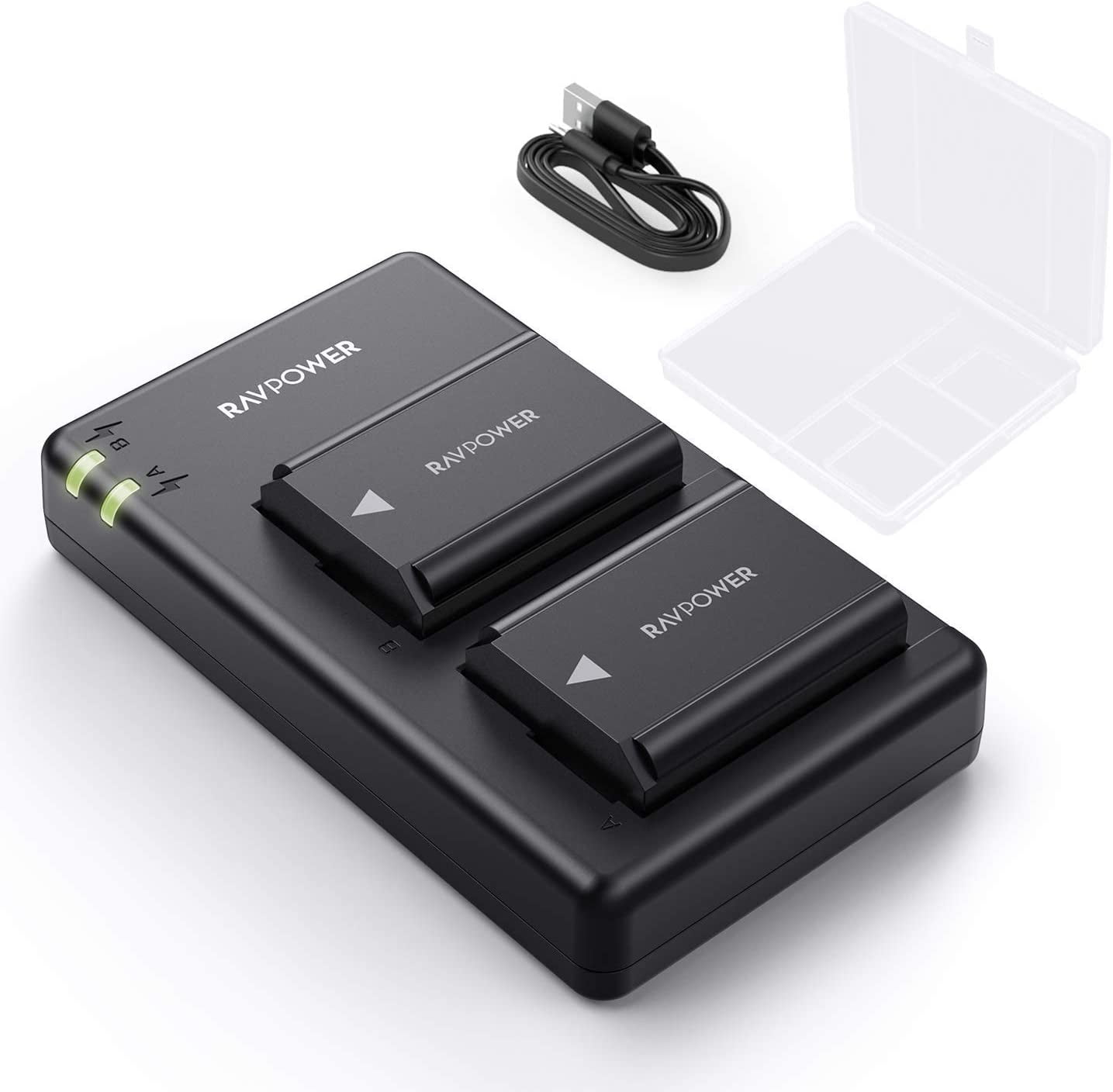 NPFW50 RAVPower Camera Batteries Charger Set with Battery Case for