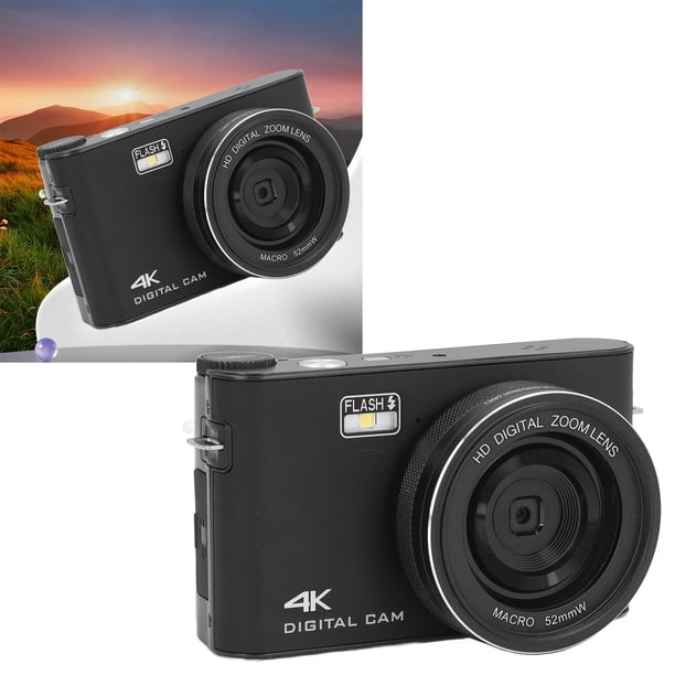 Pequeña Cámara Digital Para Niños, Cámaras Compactas FHD 1080P Con Zoom de 18x, Cámaga de Vlogging 4K de 64 MP Portátil para adolescentes, Niños, Niñas y Personas Mayores Mayores