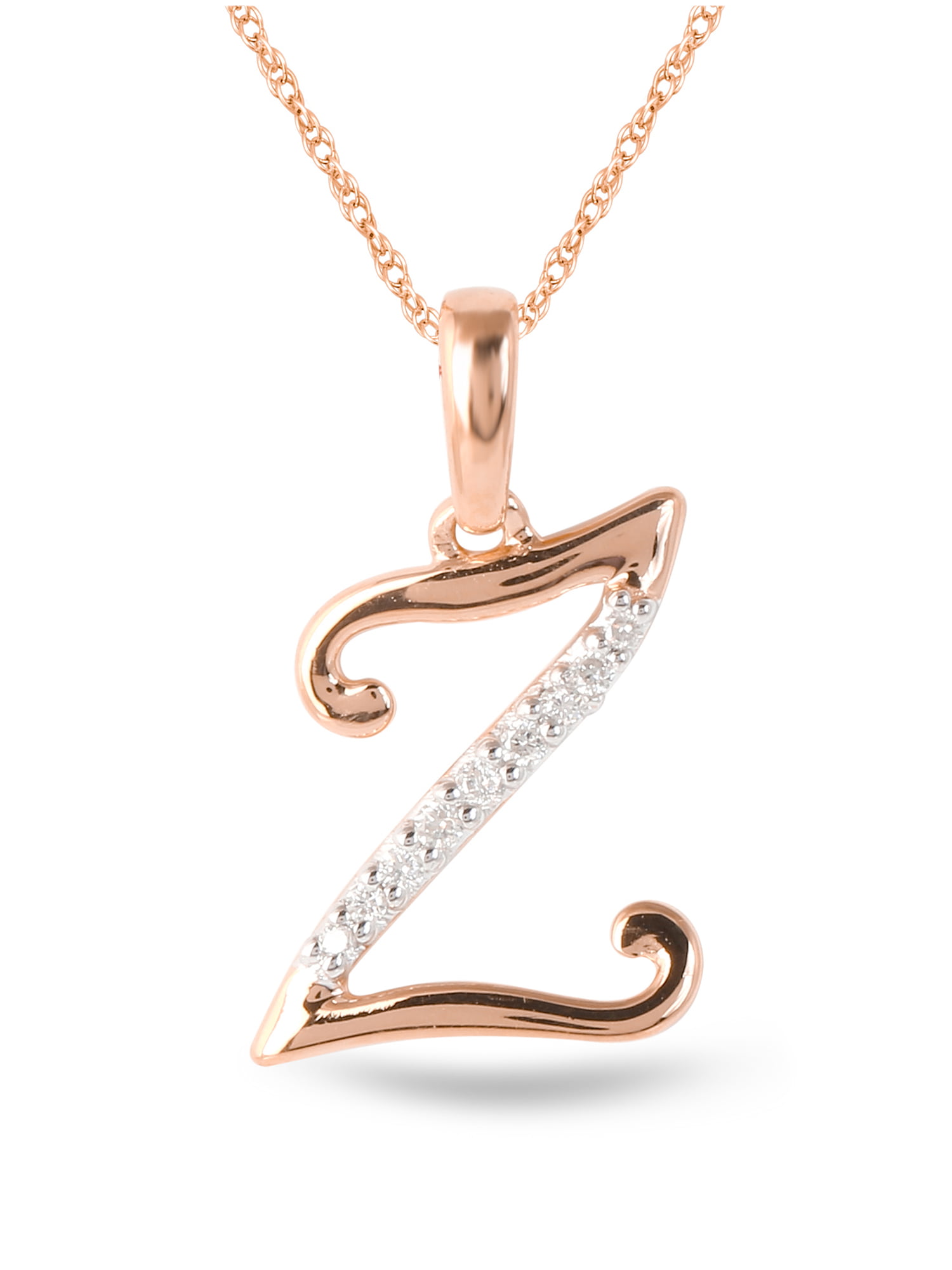 Imperial 1/20Ct TDW Diamond Alphabet Z Pendant Necklace in Pink Plated  Sterling Silver (H-I, I2)