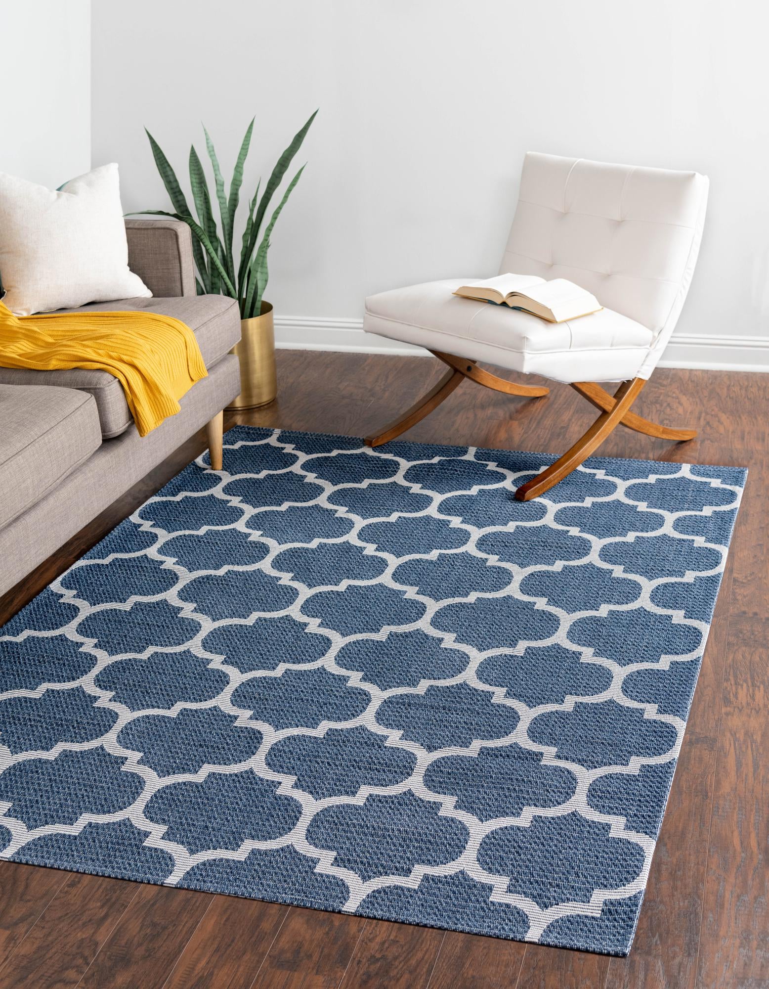 Unique Loom Trellis Decatur Rug Navy Blue/Ivory 8' 5" x 11' 4