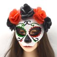 thumbnail image 4 of Máscara de flores para fiesta de Mascarada, máscara de esqueleto de Halloween, máscara de fantasma de cara completa, máscara de Carnaval de novia, Día de los muertos mexicano, 4 of 5