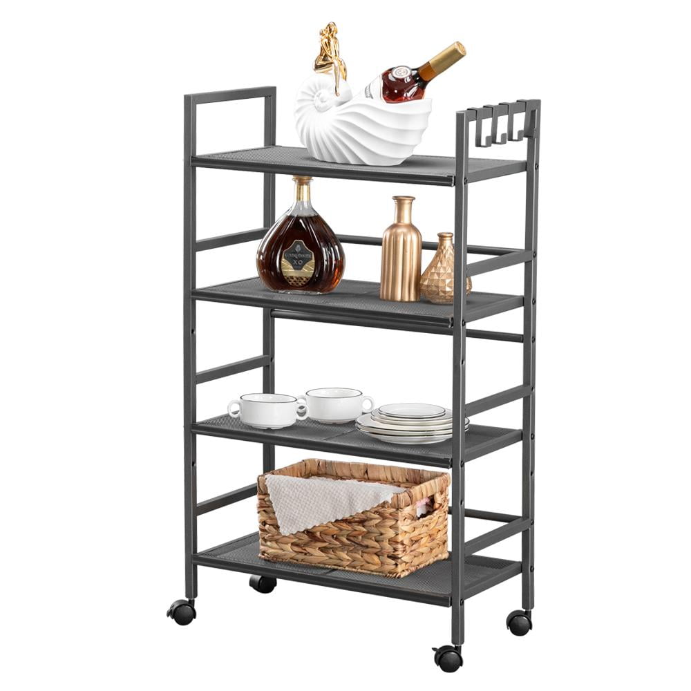 4Shelf Shelving Units on Wheels Stainless Steel Kitchen Cart Microwave
