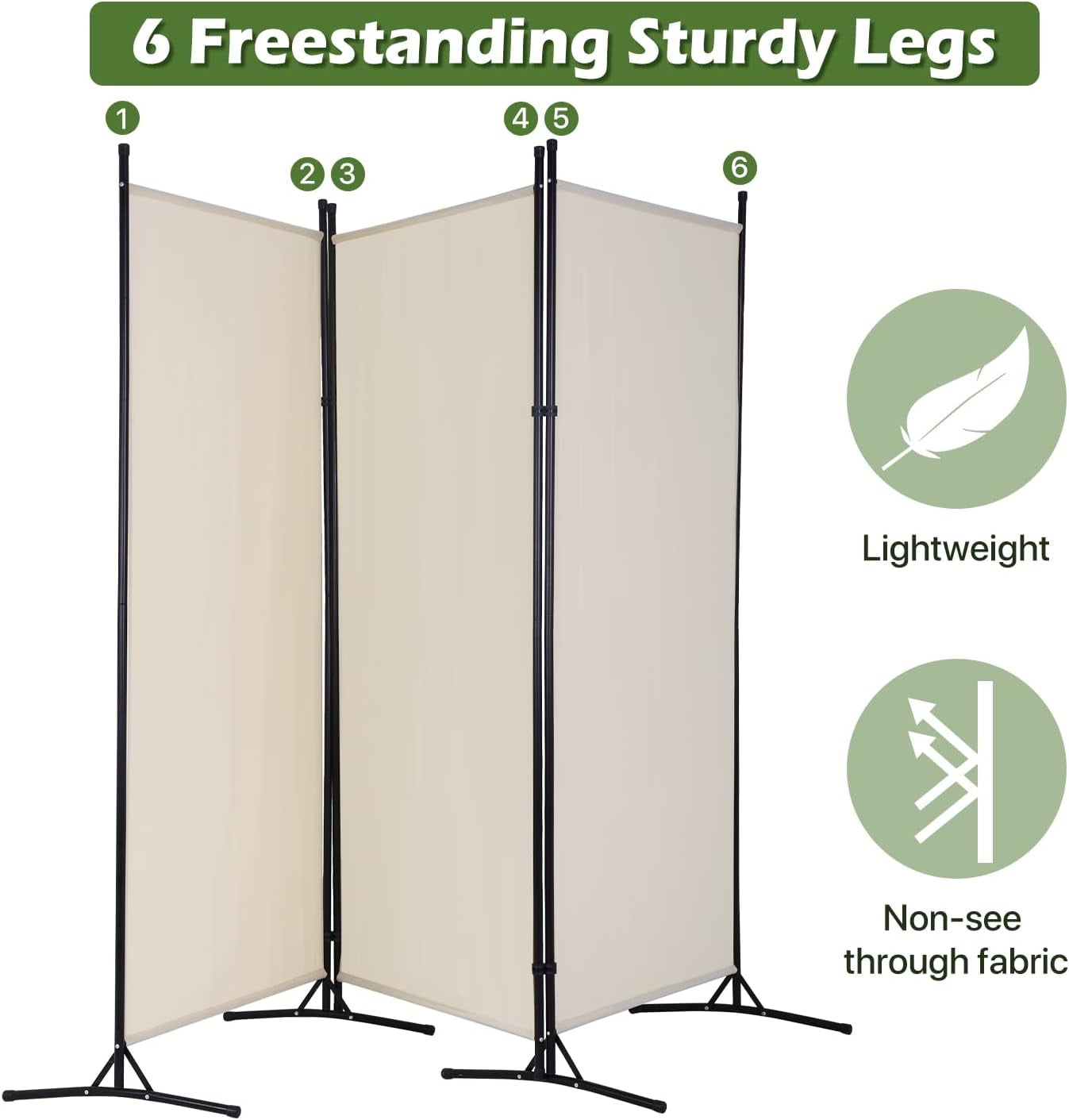 Dkelincs 3 Panel Room Divider Folding Privacy Screen Portable Freestanding Partition Room for Home & Office, Beige