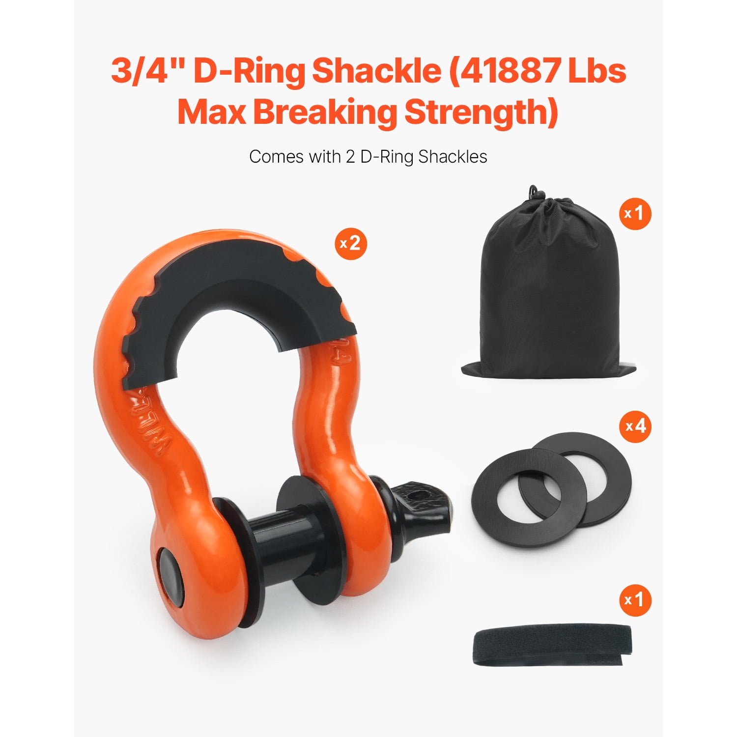 KFFKFF Heavy Duty Tow Strap Recovery Kit 3 in x 30 ft (MBS-36,000 lbs) with Reinforced Loops, Protective Sleeves, Storage Bag, and 3/4" D-Ring Shackles for Trucks, Jeeps, SUVs, and ATVs