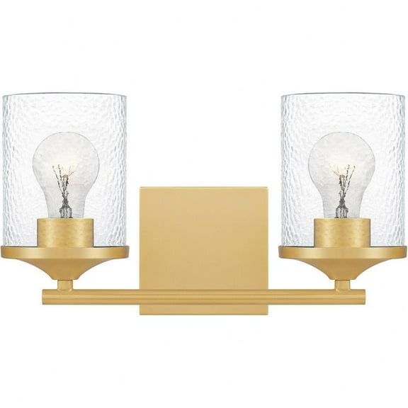 2 Light Steel Medium Bathroom Light Fixture with Clear Hammered Glass-7.75 inches H By 14 inches W-Aged Brass Finish Bailey Street Home 71-Bel-4423538