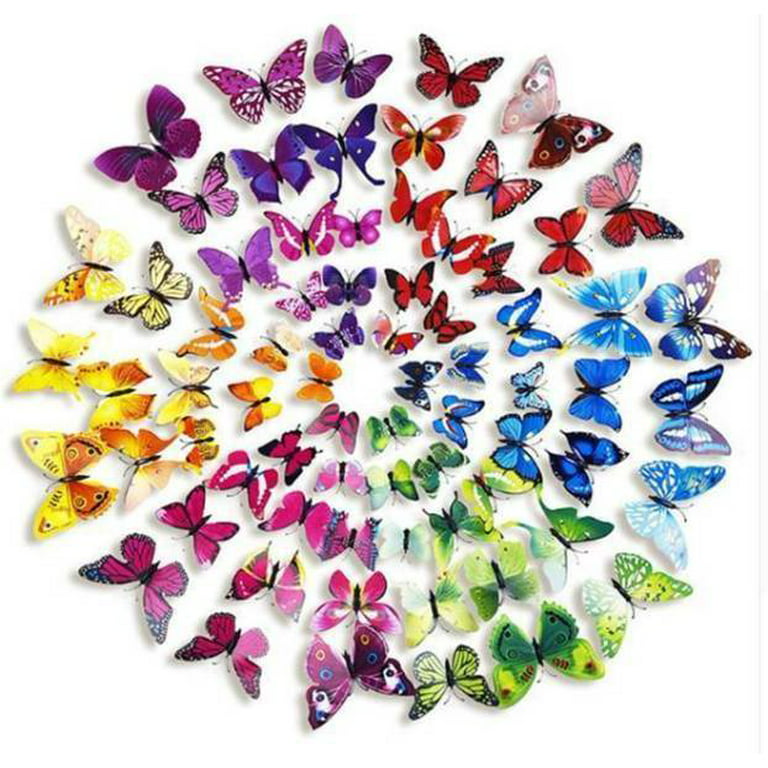 Balsacircle 12 Pcs 3D Butterfly Stickers DIY Wall Decals Crafts - Scrapbooking Wedding Party Favors Decorations Supplies, Purple