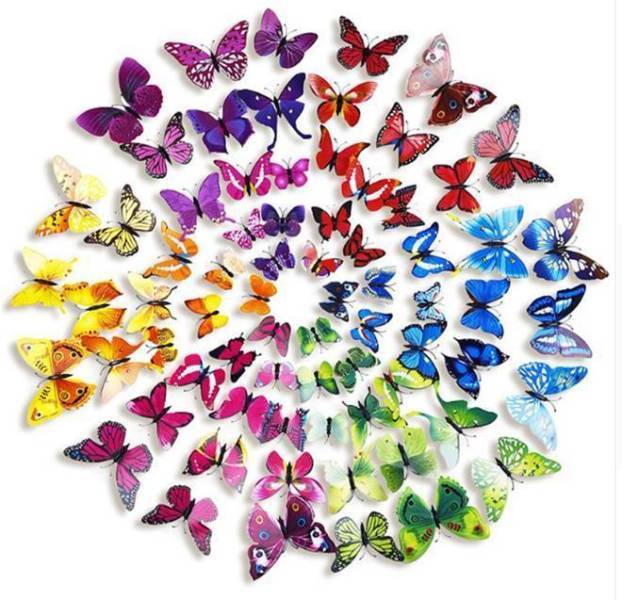 BalsaCircle 12 Pieces 3D Blue Butterfly Stickers Wall Decals Crafts Scrapbooking Favors - image 3 of 4