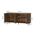 thumbnail image 2 of Semiocthome Sideboard Storage Cabinet with 4 Fluted Doors and 2 Shelves, Kitchen, Dining Room, Walnut, 2 of 10