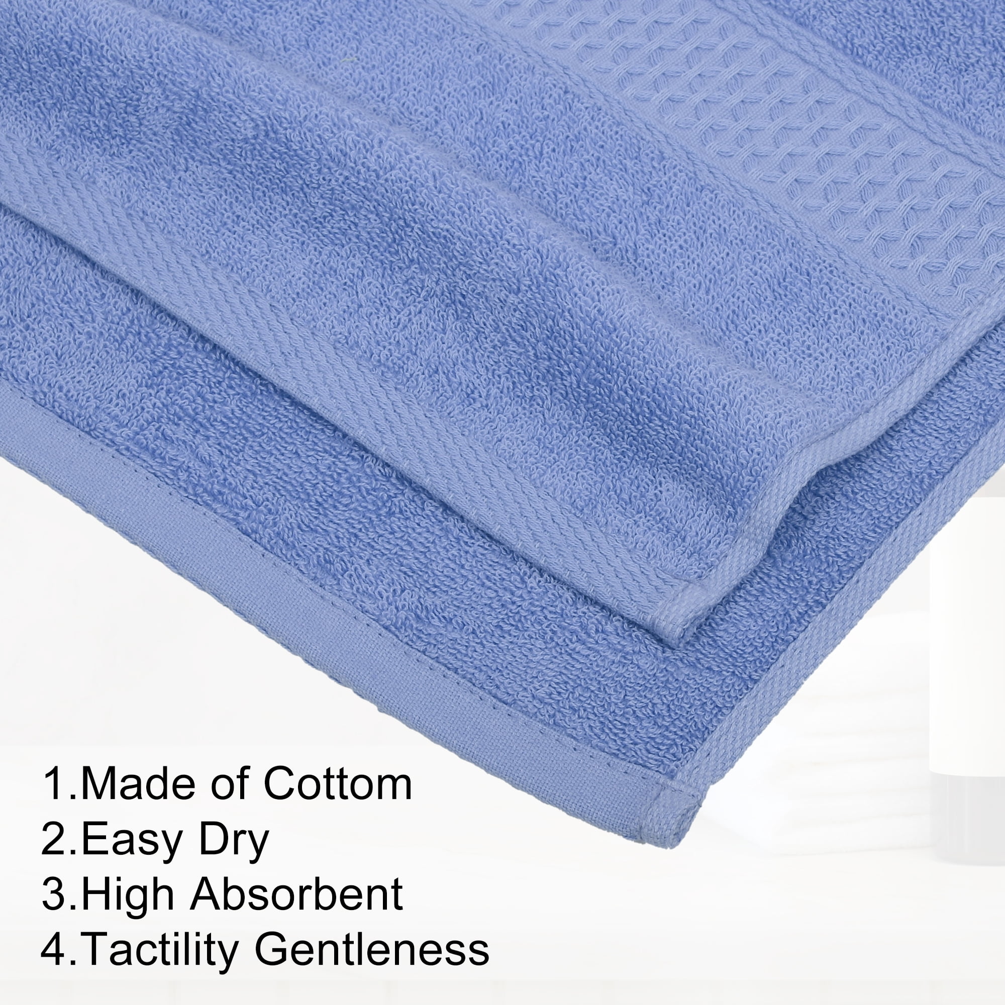 Unique Bargains 3 Pcs Cotton Bath Towel Plain Soft Absorbent Cotton Purple