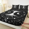 thumbnail image 3 of Castle Fairy Tree Of Life 3pcs Twin Sheet Sets for Teenagers,Bohemian Theme Twin Fitted Sheet,Black White Breathable Flat Sheet,Microfiber Bedroom Decor, 3 of 7