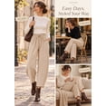 thumbnail image 4 of Eytino Women's Summer High Waisted Baggy Pants Casual Ankle Length Trouser Slacks with Pockets Black L, 4 of 9