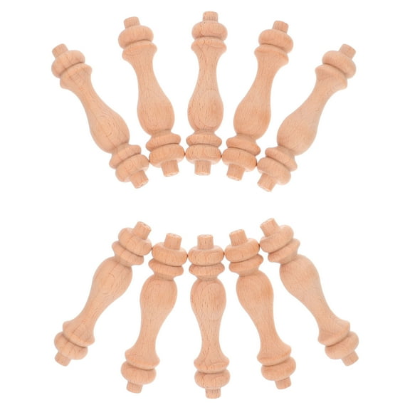 OFFIGAM 10Pcs Decorative Wood Finials for Home Enhancing Roman Pillar Accessories Beige Solid Wood
