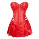 thumbnail image 1 of Mujeres PU Body Vestido Lencería Cierre De Cremallera Sin Espalda Cintura Con Cordones Falda Plisada Ropa De Dormir Rojo 3XL, 1 of 6
