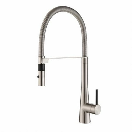 Floor Faucet Package - Kraus Crespo Commercial Style Single Handle Pull Down/Pull Out Standard Kitchen Faucet with Dual-Function Sprayer