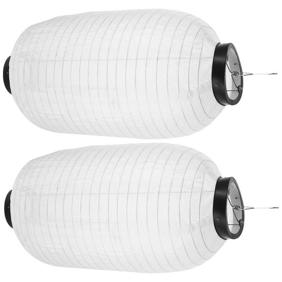 STRANDCHIC Set of 2 White Japanese Style Hanging Lanterns Outdoor Decorative Lighting