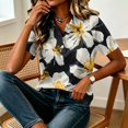 thumbnail image 4 of JULMCOMO Polo Shirts for Women Floral Print Short Sleeve Collared Button Loose Trendy Polo Shirts Daily Soft Summer Clothes White XL, 4 of 6
