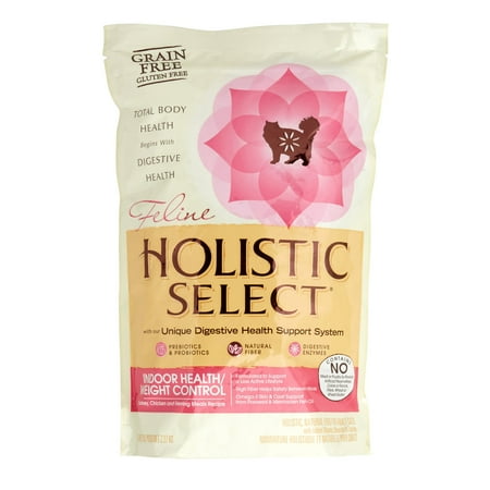 Holistic Select Indoor Health/Weight Control Grain-Free Turkey, Chicken & Herring Meal Dry Cat Food, 5 Lb