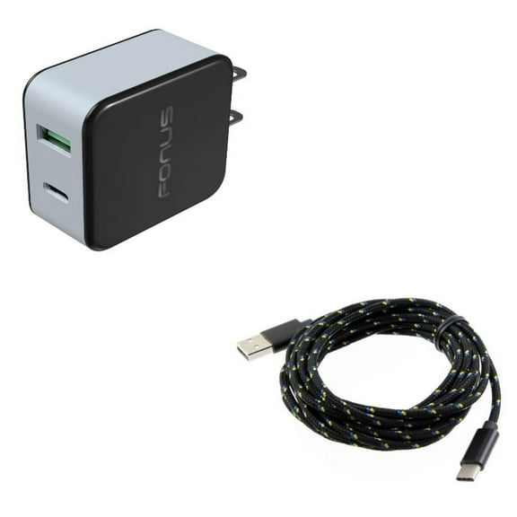 Power Cord Type-C 10ft USB Cable w 2-Port USB 36W Quick Home Charger Y7D for Samsung Galaxy Tab S6 10.5 S5e 10.5 S4 10.5 Note 10 Plus A 10.1 (2019) Fold A20 A10e - Sony Xperia 5 10 Plus 1