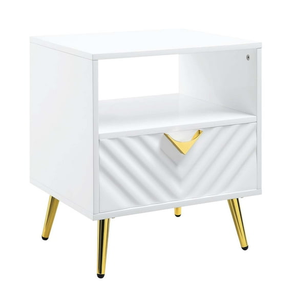 Mesa auxiliar Table Simple Relax de madera con almacenamiento, color blanco
