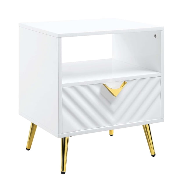 Mesa auxiliar Table Simple Relax de madera con almacenamiento, color blanco