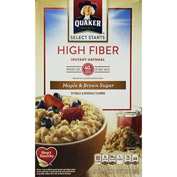 Quaker Instant Oatmeal, High Fiber, Maple Brown Sugar, 12.6Ounce (Pack Of 5)