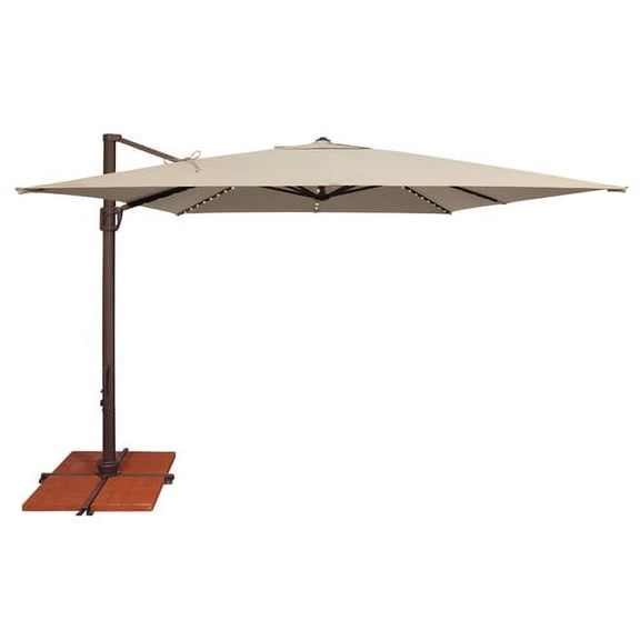 SimplyShade 10 ft. Bali Pro Square Rotating Cantilever Umbrella with Lights Beige