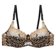 thumbnail image 5 of Sakmal Women's Bras Underwire Lace Seamless Balconette Gold Comfort Bras for Women 2X, 5 of 5