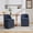 Blue, variant on Noble House Amary Chenille Upholstered Dining Chairs with Wheels, 360° Swivel Rolling Chair Set, Beige, Set of 2