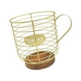 thumbnail image 1 of Tnarru Coffee Pod Basket with Wooden Base Modern Large Capacity Container Iron Coffee Pod Organizer Coffee Bar Decor for Counter Bar Gold, 1 of 8