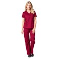 thumbnail image 1 of Maevn Blossom 3 Pocket V-Neck Scrub Top & Utility Pocket Cargo Scrub Pant Set, 1 of 5