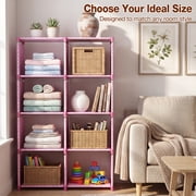 HONEIER Bookshelf, 8-Cube Storage Organizer, 5-Tier Open Bookcase for Bedroom Living Room Office, Pink