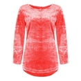 thumbnail image 4 of Only Moment Red Womens Long Sleeve Shirt Crew Neck Fall Outfits T Shirts Tunic Tops Fashion Clothing 3XL, 4 of 5