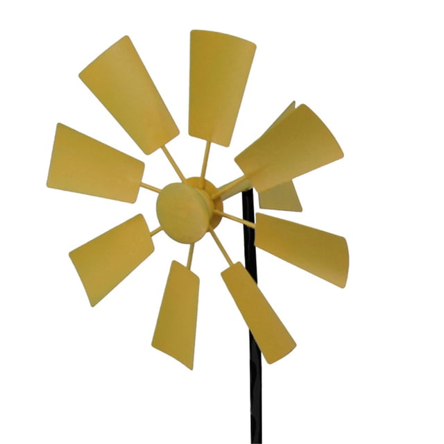 Molino de viento Jardín Hierro Giratorio Viento Spinner Veleta al aire libre Decoración de jardín, Amarillo Inevent HA005448-01