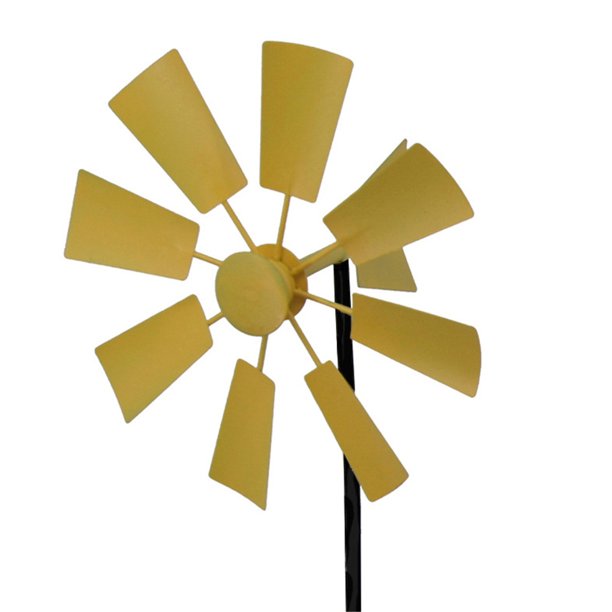 Molino de viento Jardín Hierro Giratorio Viento Spinner Veleta al aire libre Decoración de jardín, Amarillo Eigraketly HA005448-01