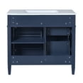 thumbnail image 4 of EUROCO 36'' Bathroom Vanity with Sink, Modern Bathroom Storage Cabinet with 2 Drawers and a Tip-out Drawer, Freestanding Bathroom Dresser, Blue, 4 of 8